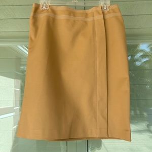 NWT LINDA ALLARD Ellen Tracy Khaki A-Line Petite Full Zipper Front Skirt Size 8